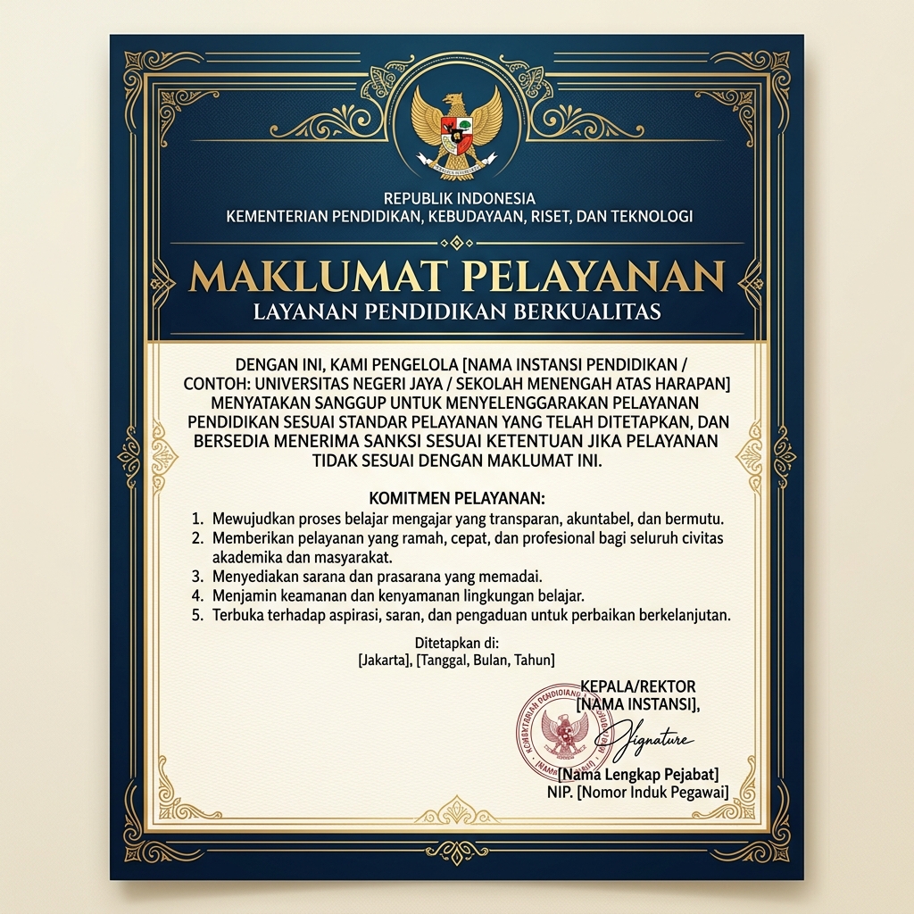 Maklumat Pelayanan SMP Negeri 1 Baturetno