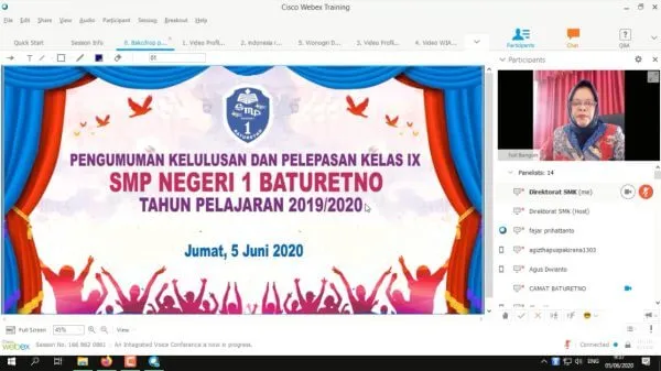 SMPN 1 Baturetno Gelar Video Conference Pelepasan Siswa
